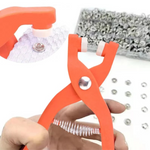 Tich Button Machine Plier Set with 25 Plastic Snap Buttons — Easy Press & Fast Attachment